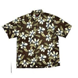Tommy Bahama Brown Floral Hawaiian Button Down Shirt